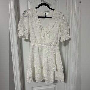 H&M Cream Eyelet Ruffle Dress